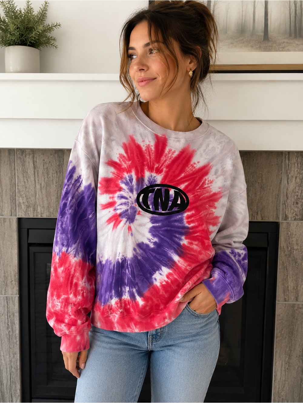 Aritzia TNA Cozy AF tie dye sweatshirt